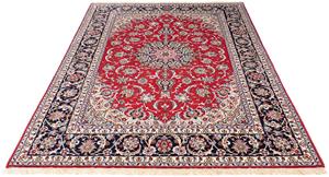 Morgenland Orientteppich Perser - Isfahan - Premium - 233 x 159 cm - rot, rechteckig, 6 mm Höhe, Wohnzimmer, Handgeknüpft, Einzelstück mit Zertifikat