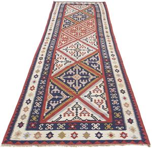 Morgenland Wollteppich Kelim - Oriental - 384 x 100 cm - mehrfarbig, rechteckig, 4 mm Höhe, Wohnzimmer, Einzelstück