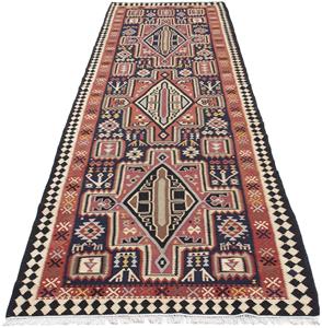 Morgenland Wollteppich Kelim - Oriental - 382 x 102 cm - mehrfarbig, rechteckig, 4 mm Höhe, Wohnzimmer, Einzelstück