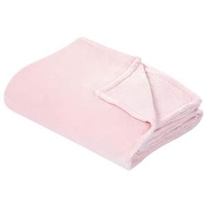 beliani Kuscheldecke Rosa Polyester Stoff 200 x 220 cm Einfarbig Modern Überwurf für Bett Sofa Couch Sessel Erwachsene Kinder Wohnzimmer Schlafzimmer - Rosa