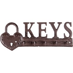 Clayre & Eef Sleutelrekje 26x3x10 cm Bruin Ijzer Keys Wandhaak