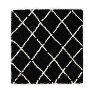 Boho&me Vierkant hoogpolig vloerkleed ruiten Artisan - zwart|wit -