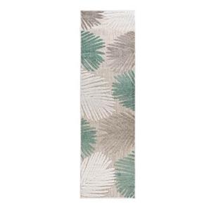 Boho&me Balkonkleed palmbladeren - Verano grijs|mint - 66x230 cm -