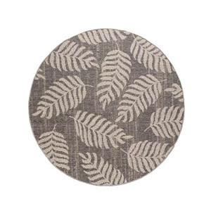 Boho&me Rond buitenkleed palmbladeren Sunny - donkergrijs - 150 cm