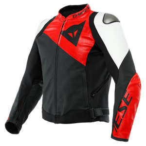 Dainese Sportiva Leather Jacket Black Matt Lava Red White