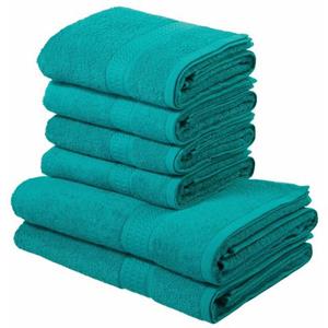 My Home Handtuch Set Juna, Walkfrottee, (Set, 6-tlg), Handtuch-Set, mit Bordüre, Handtücher in Uni-Farben, 100% Baumwolle
