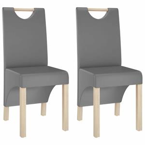 VIDAXL Esszimmerstühle 2 Stk. Grau Kunstleder