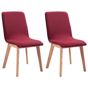 VIDAXL Esszimmerstühle 2 Stk. Rot Stoff Und Massivholz Eiche