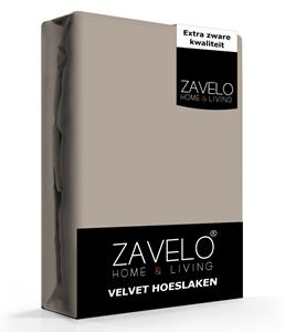 Zavelo Flanel Velvet Hoeslaken Taupe-1-persoons (90x200 cm)