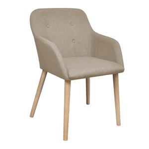 vidaXL Eetkamerstoelen 4 st stof en massief eikenhout beige