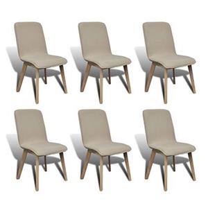 VIDAXL Esszimmerstühle 6 Stk. Beige Stoff Und Massivholz Eiche