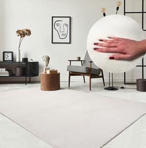 Merinos Karpet24 Loft modern pluizig laagpolig tapijt, antislip onderkant, wasbaar tot 30 graden, heerlijk zacht, bontlook, cream-80 x 150 cm