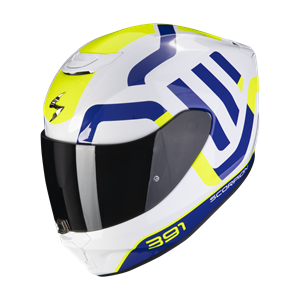 Scorpion Exo-391 Arok White-Blue-Neon Yellow Full Face Helmet