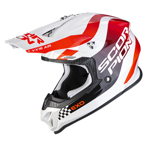 Scorpion VX-16 Evo Air Soul White-Red Offroad Helmet