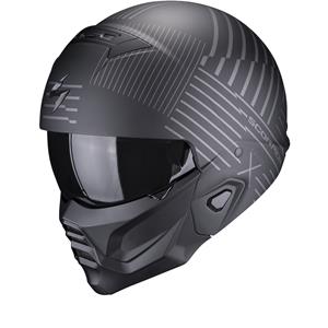 Scorpion Exo-Combat II Miles Matt Black-Silver Jet Helmet