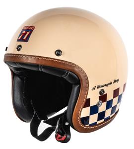 Helstons Course Carbon Fiber Beige Blauw Rood Jethelm