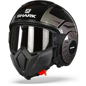 Shark Street Drak Tribute Rm Black Chrom Red KUR Jet Helmet
