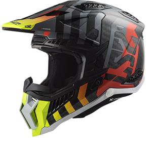 LS2 Mx703 C X-Force Barrier H-V Yellow Red Offroad Helmet