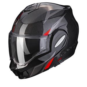 Scorpion Exo-Tech Evo Carbon Top Black-Red Modular Helmet 