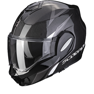 Scorpion Exo-Tech Evo Carbon Top Black-White Modular Helmet