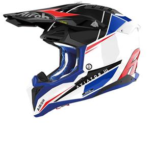 Airoh Aviator 3 Push Blue Red Offroad Helm