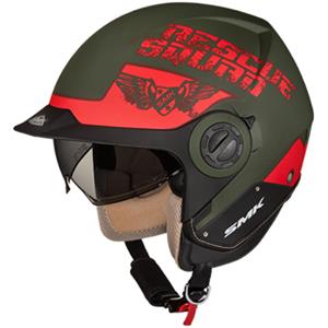 Offener Helm SMK DERBY Glanzlos/Grün/Rot, Größe M