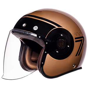 SMK Retro Jet Seven Brown Jet Helmet