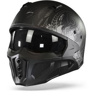 Scorpion Covert-X Tattoo Matt Black-Silver Jet Helmet