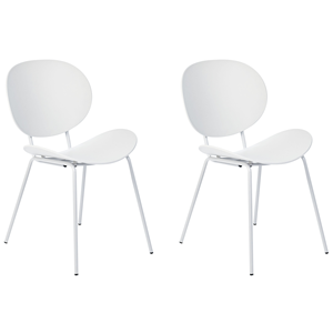 Beliani - Esszimmerstuhl 2er Set Kunststoff weiß mit Metallfüßen Modern Shonto - Weiß