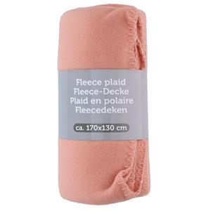 Excellent Houseware Polyester fleece deken/dekentje/plaid 170 x 130 cm zalm roze -