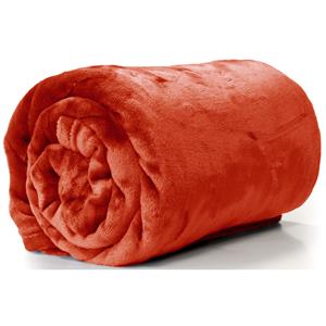 Unique Living Enzo Fleece deken/plaid 130 x 180 cm - rood oranje -