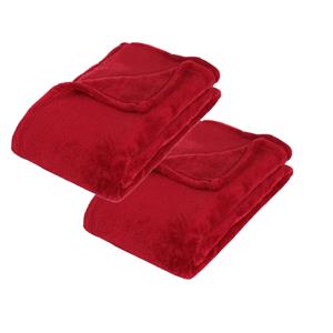 Atmosphera 2x Stuks Fleece deken/fleeceplaid rood 130 x 180 cm polyester -