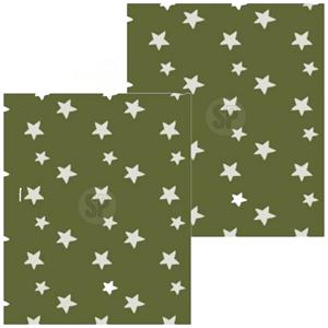 H&S Collection Fleece dekens/plaids - 2x - marine groen met sterren - 130 x 170 cm -