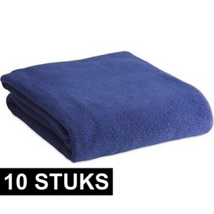 10x Fleece dekens/plaids blauw 120 x 150 cm -