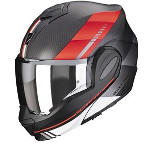 Scorpion Exo-Tech Evo Carbon Genus Matt Black-Red Modular Helmet