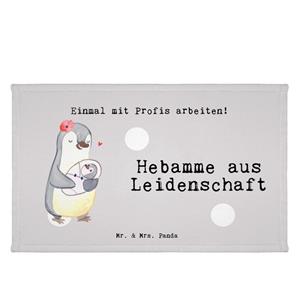 Mr. & Mrs. Panda Handtuch Hebamme aus Leidenschaft - Grau Pastell - Geschenk, Schenken, Firma, (1-St)