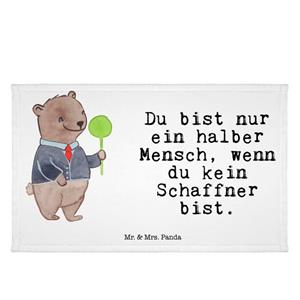 Mr. & Mrs. Panda Handtuch Schaffner mit Herz - Weiß - Geschenk, Firma, Frottier, Kinder Handtuc, (1-St)
