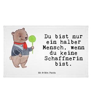 Mr. & Mrs. Panda Handtuch Schaffnerin mit Herz - Weiß - Geschenk, Reisehandtuch, Danke, Mitarbe, (1-St)