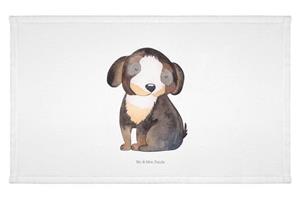 Mr. & Mrs. Panda Handtuch Hund entspannt - Weiß - Geschenk, Liebe, Hunderasse, Tierliebhaber, H, (1-St)