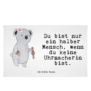 Mr. & Mrs. Panda Handtuch Uhrmacherin mit Herz - Weiß - Geschenk, Beruf, Reisehandtuch, Kinder, (1-St)