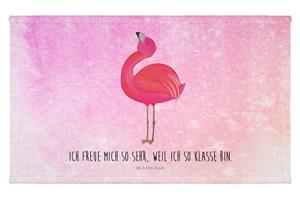 Mr. & Mrs. Panda Handtuch Flamingo stolz - Aquarell Pink - Geschenk, Gästetuch, Tochter, Selbst, (1-St)