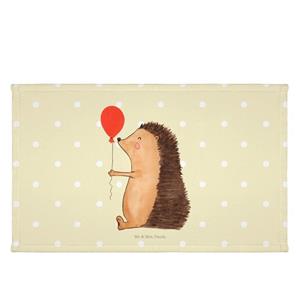 Mr. & Mrs. Panda Handtuch Igel mit Luftballon - Gelb Pastell - Geschenk, Sport Handtuch, Frotti, (1-St)
