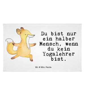 Mr. & Mrs. Panda Handtuch Yogalehrer mit Herz - Weiß - Geschenk, Kollege, Firma, Gästetuch, Rei, (1-St)