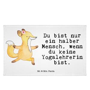 Mr. & Mrs. Panda Handtuch Yogalehrerin mit Herz - Weiß - Geschenk, Gästetuch, Sport Handtuch, F, (1-St)