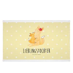 Mr. & Mrs. Panda Handtuch Fuchs Mama & Kind - Gelb Pastell - Geschenk, Gästetuch, Mutter, Liebl, (1-St)