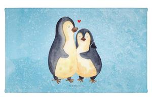 Mr. & Mrs. Panda Handtuch Pinguin umarmend - Eisblau - Geschenk, Gästetuch, Hochzeit, Verlobung, (1-St)