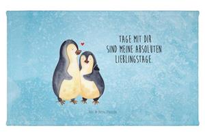 Mr. & Mrs. Panda Handtuch Pinguin umarmend - Eisblau - Geschenk, Sport Handtuch, Hochzeitsgesch, (1-St)