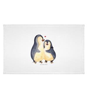 Mr. & Mrs. Panda Handtuch Pinguin umarmend - Weiß - Geschenk, Handtücher, groß, Paar, Seevogel, (1-St)