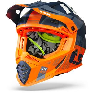 LS2 MX437 Fast Evo Xcode Matt Fl. Orange Blue Offroad Helmet