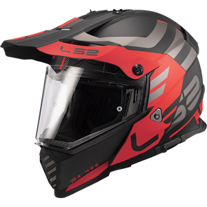 LS2 MX436 Pioneer Evo Adventurer Mat Zwart Rood Adventure Helm